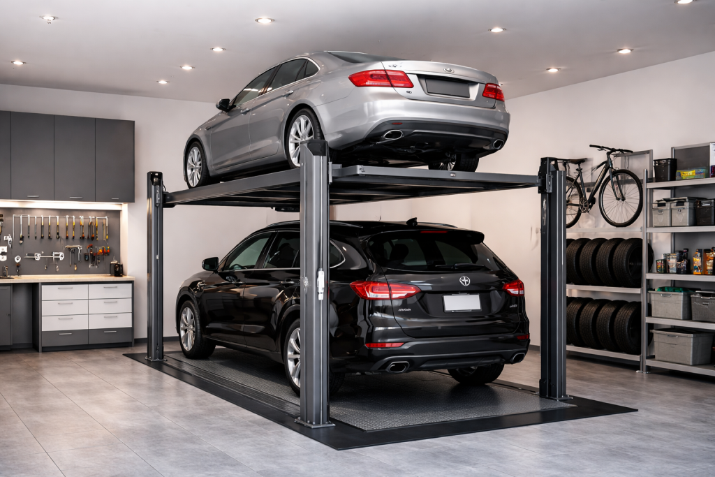 elevador para autos en espacios reducidos en México instalado en cochera moderna