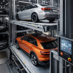 sistema moderno de elevadores para autos en México con estacionamiento vertical automatizado