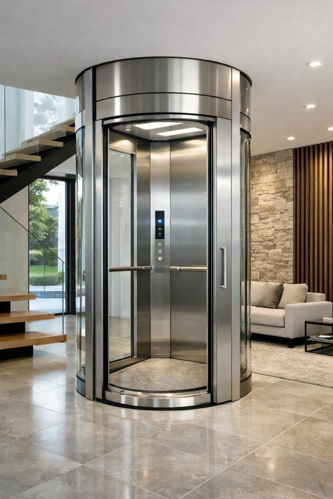 elevador residencial moderno en casa contemporánea con diseño compacto y elegante en México