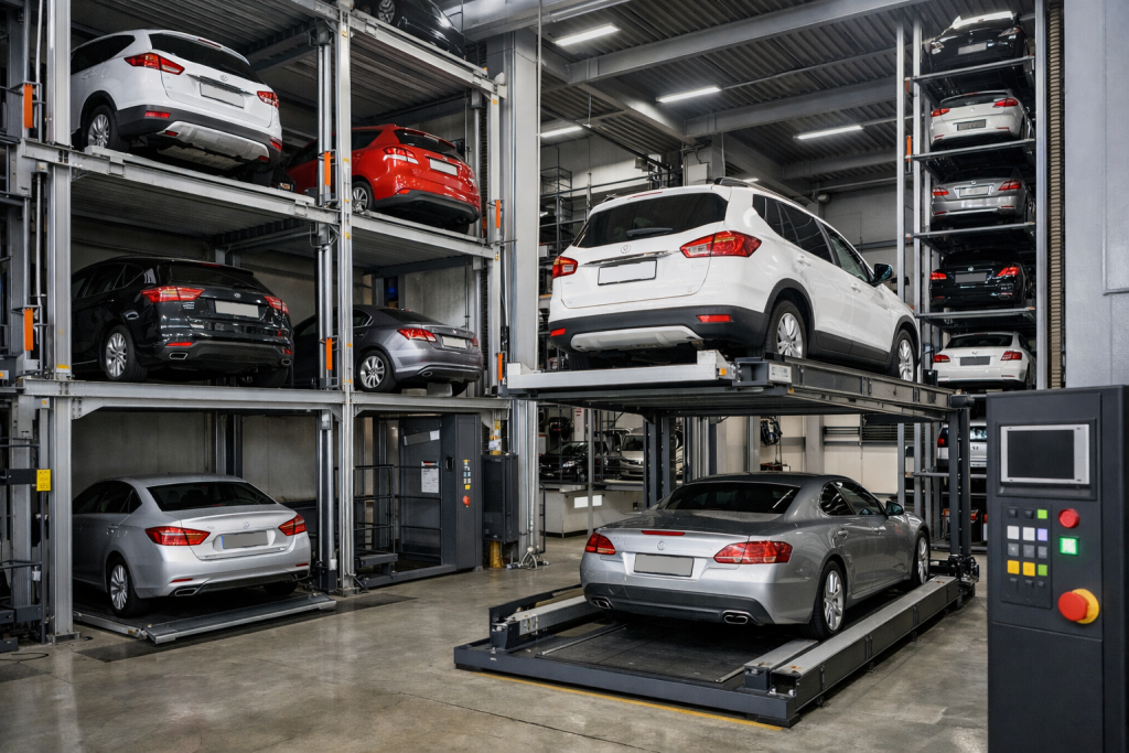 elevadores para autos en México en sistema de estacionamiento vertical para maximizar espacios