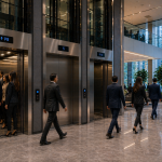 elevadores comerciales en México optimizando flujo en edificio moderno con alto tráfico
