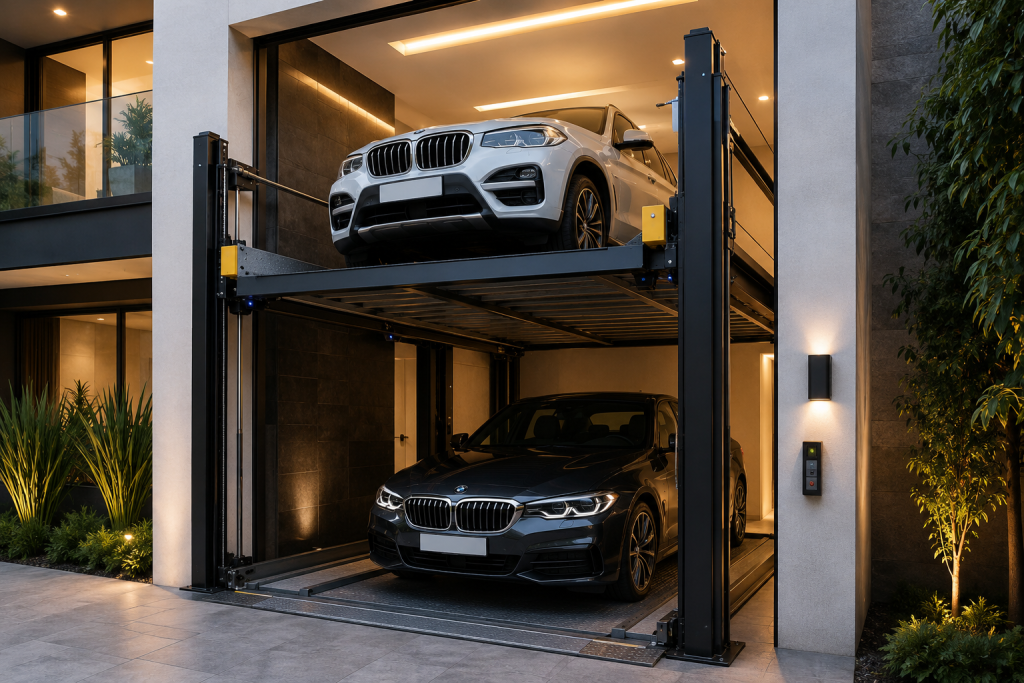 Mejor elevador para autos en México instalado en estacionamiento moderno