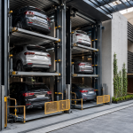Instalación de sistemas de estacionamiento vertical en México con autos en plataformas modernas