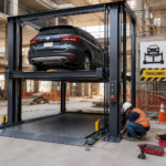 Instalación de elevadores comerciales en México sin detener la obra en estacionamiento en construcción