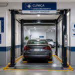 Elevadores comerciales para clínicas en México con plataforma vehicular y circulación de autos organizada.